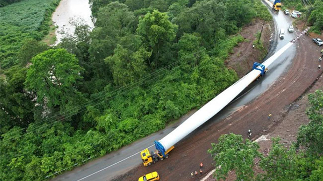 Wind turbine blades arrive in Laos for its 1st wind power project