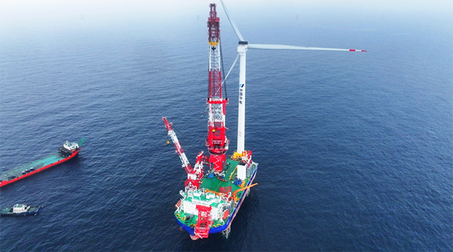 China's farthest offshore wind project enters full construction phase, first turbine installed China's farthest offshore wind project enters full construction phase, first turbine installed